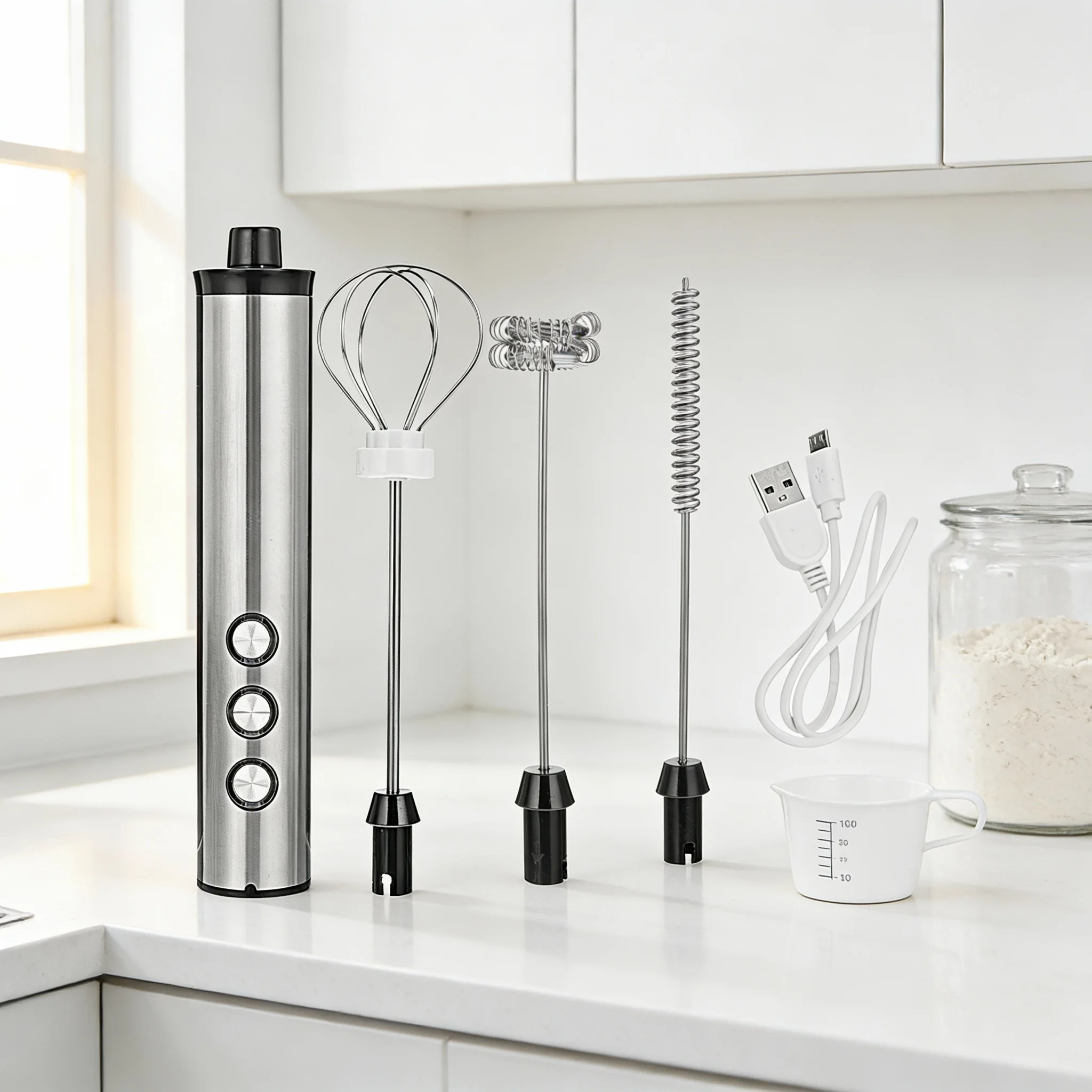 1 Set Electric Whisk 3-Speed Handheld Milk Frother Usb Rechargeable Kitchen Mixer For Coffee Foam Egg Stirring Portable Coffee
1 Set Electric Whisk 3-Speed Handheld Milk Frother Usb Rechargeable Kitchen Mixer For Coffee Foam Egg Stirring Portable Coffee