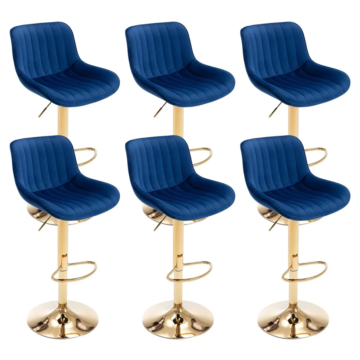 Velvet Bar Stools Set of 6, Adjustable Counter Height Bar Stools with Back and Footrest, Gold Swivel Bar Stools Set, Customized
Velvet Bar Stools Set of 6, Adjustable Counter Height Bar Stools with Back and Footrest, Gold Swivel Bar Stools Set, Customized
