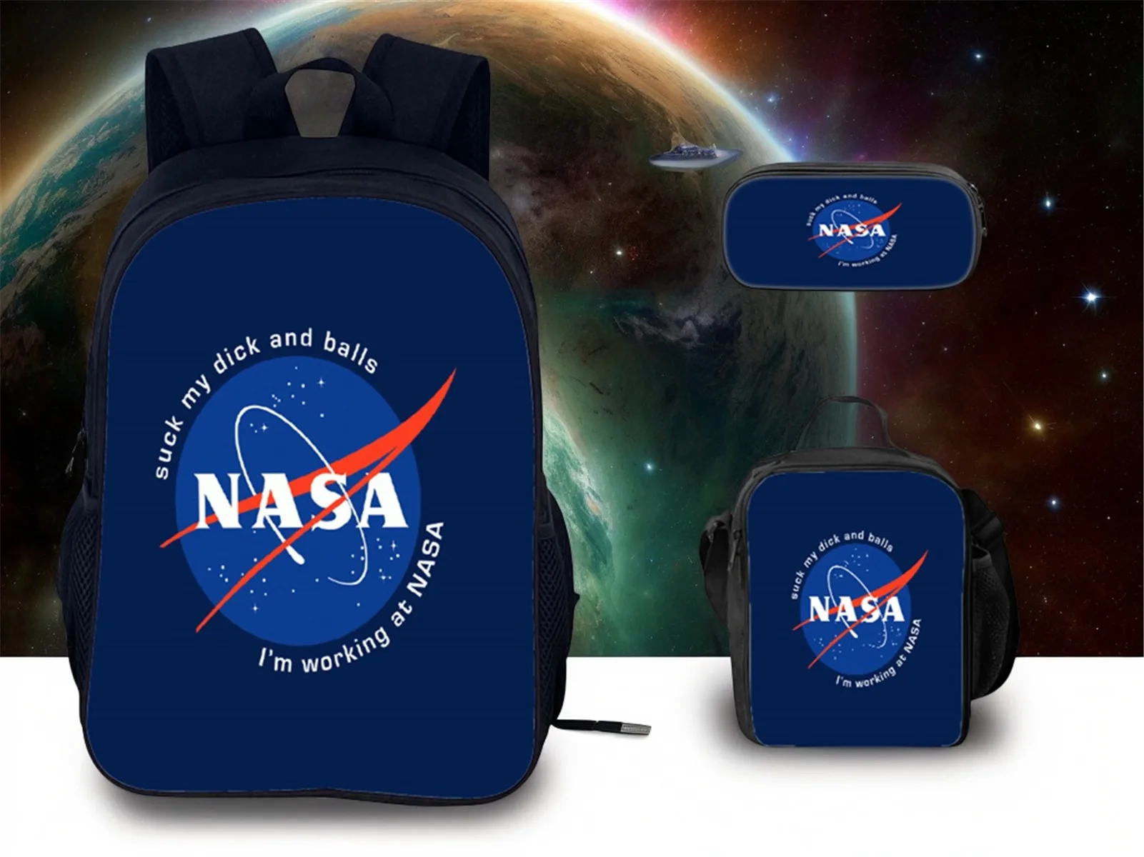 NASA Multifunction Backpack,School Canvas Bookbag with Pencil Box,Reusable Lunch Tote 3Pcs Set for Boy,Girl
NASA Multifunction Backpack,School Canvas Bookbag with Pencil Box,Reusable Lunch Tote 3Pcs Set for Boy,Girl