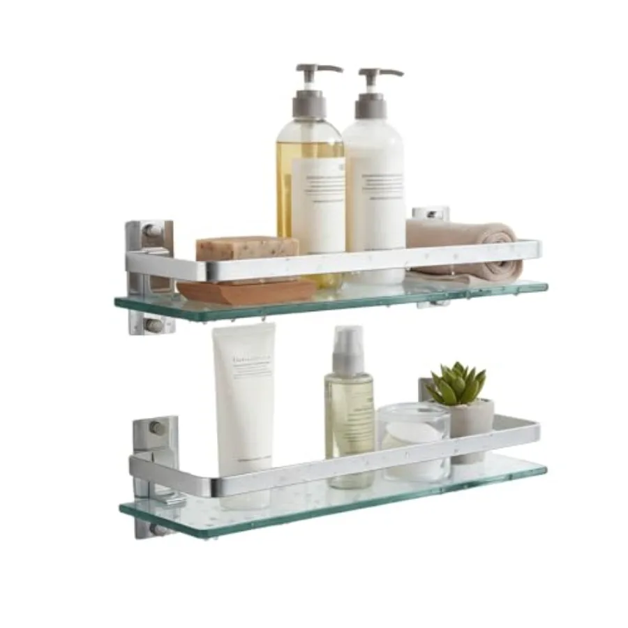 2 Pack Bathroom Glass Shelf, 15.7 Inch Silver Bathroom Shower Glass Shelf Wall-Mounted, Metal Storage Floating Kitchen Shelf
2 Pack Bathroom Glass Shelf, 15.7 Inch Silver Bathroom Shower Glass Shelf Wall-Mounted, Metal Storage Floating Kitchen Shelf