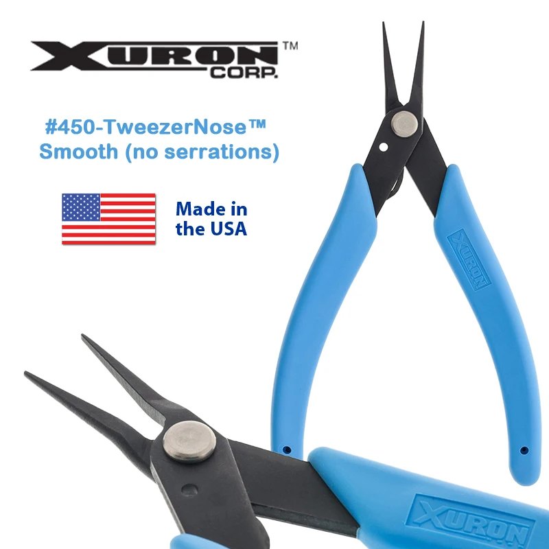 Xuron TweezerNose Pliers Model 450 Ultra Fine Precision Smooth Tips Non-Serrated Non-Marking for Delicate Jewelry Craft Making
Xuron TweezerNose Pliers Model 450 Ultra Fine Precision Smooth Tips Non-Serrated Non-Marking for Delicate Jewelry Craft Making