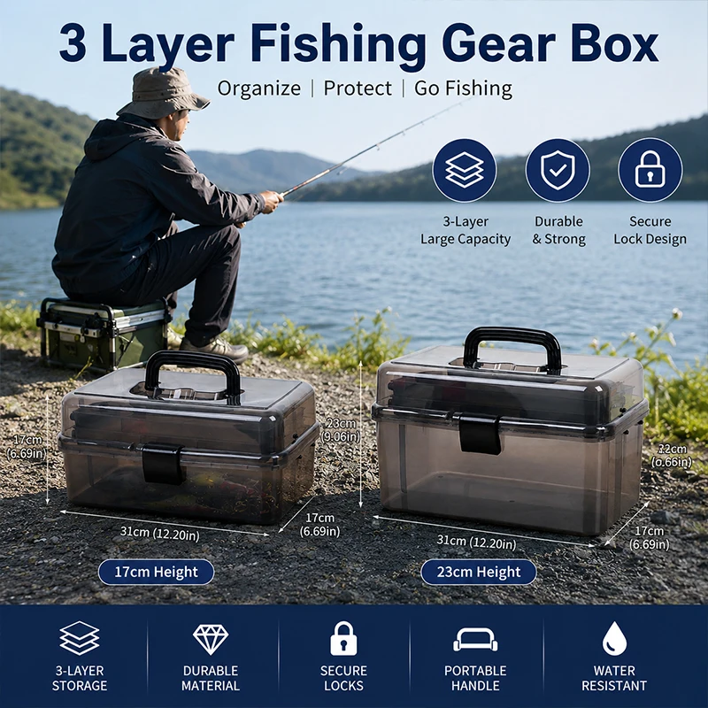 Large Capacity PP Fishing Tackle Box Heavy Duty Waterproof Storage with Lock Black Transparent Outdoor Fishing Accessories
Large Capacity PP Fishing Tackle Box Heavy Duty Waterproof Storage with Lock Black Transparent Outdoor Fishing Accessories