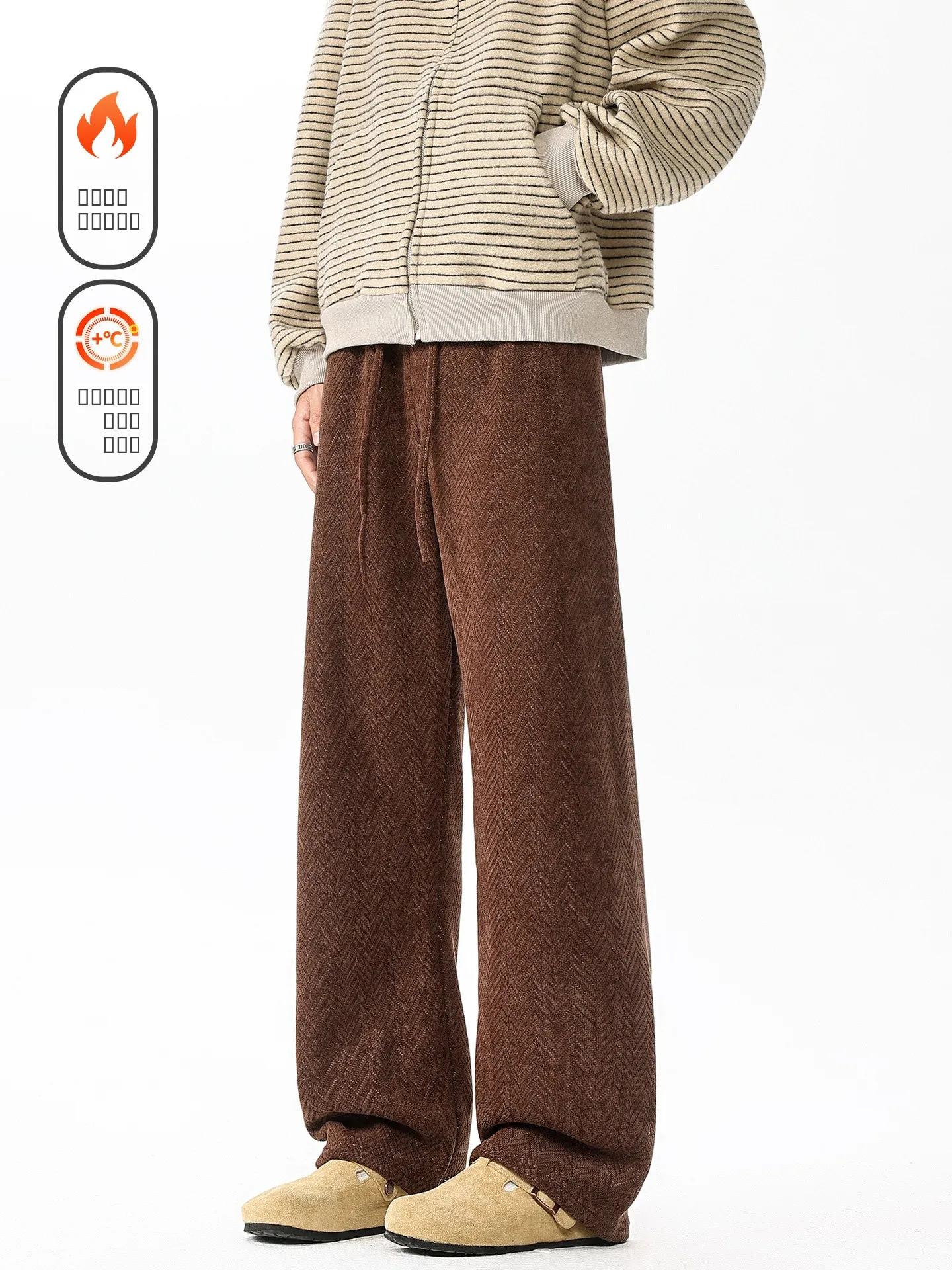 Thiened Fce Lined Casual Pants Men's Women's Vintage Loose Fit Warm Winter Straight Leg Trousers Faionable Che Pattern
Thiened Fce Lined Casual Pants Men's Women's Vintage Loose Fit Warm Winter Straight Leg Trousers Faionable Che Pattern