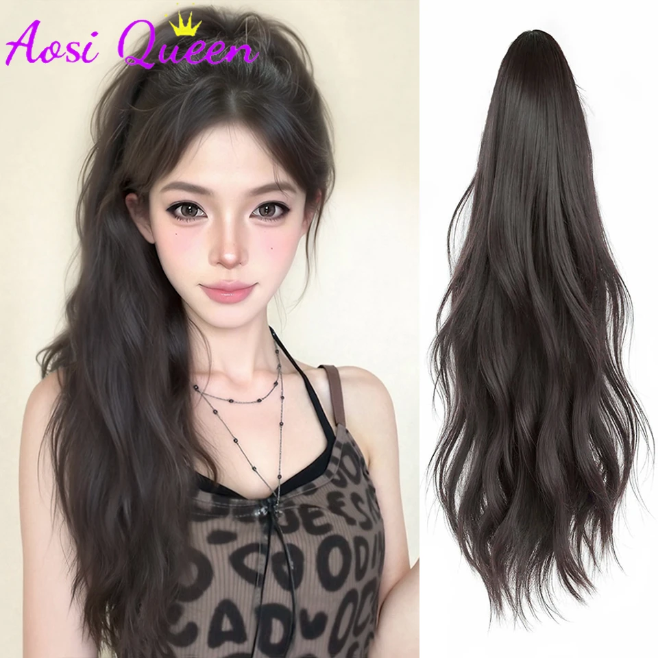 AOSIQUEEN синтетические длинные волнистые заколки для наращивания волос «конский хвост» термостойкий хвост черный шиньон для женщин
AOSIQUEEN синтетические длинные волнистые заколки для наращивания волос «конский хвост» термостойкий хвост черный шиньон для женщин