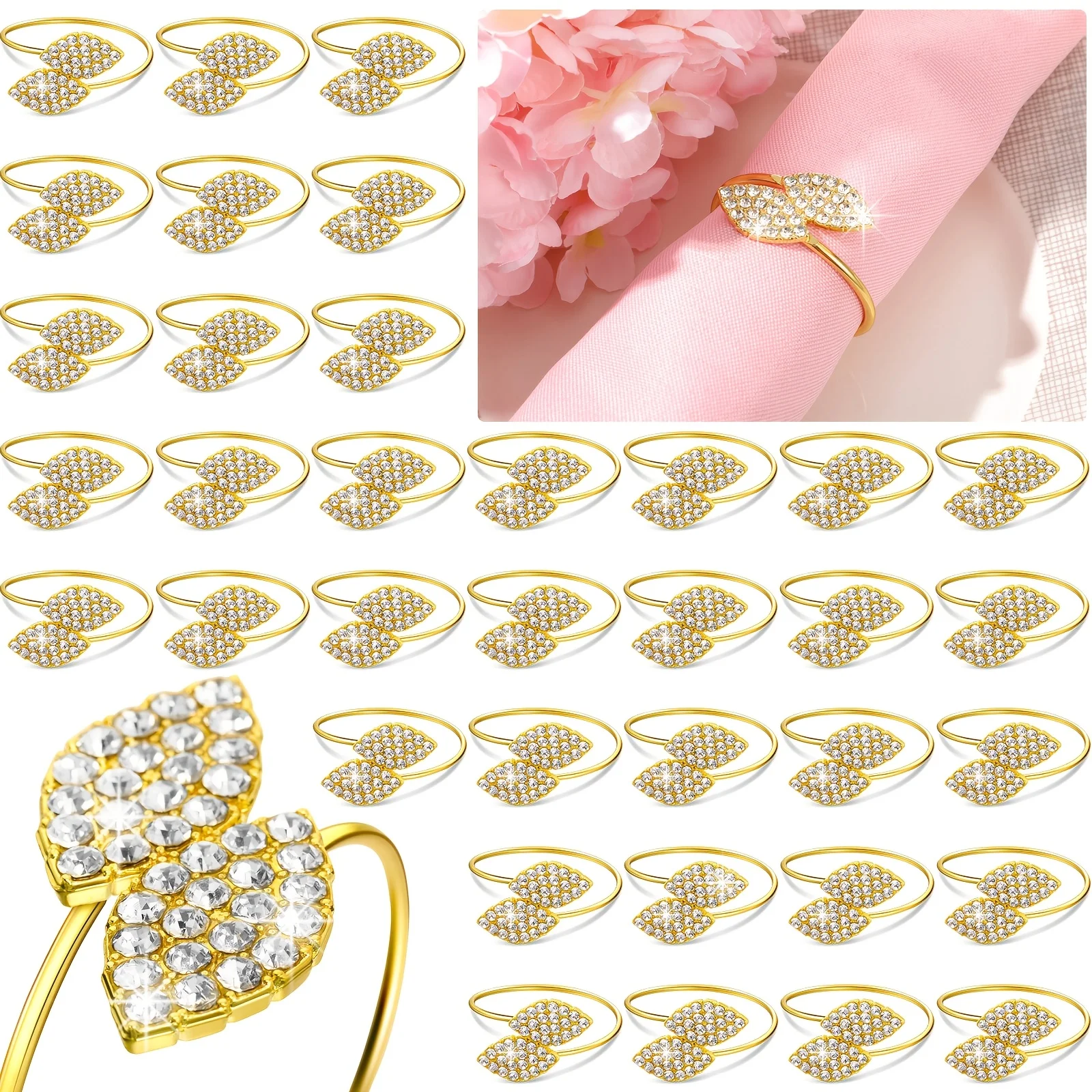 150pcs Golden Bling Metal Napkin Rings with Rhinestone & Buckle for Napkins - Elegant Wedding, Valentine's Day Table Decor, Value Pack for Party Dinner Table Settings - Metal Napkin Holders 150pcs Set
150pcs Golden Bling Metal Napkin Rings with Rhinestone & Buckle for Napkins - Elegant Wedding, Valentine's Day Table Decor, Value Pack for Party Dinner Table Settings - Metal Napkin Holders 150pcs Set