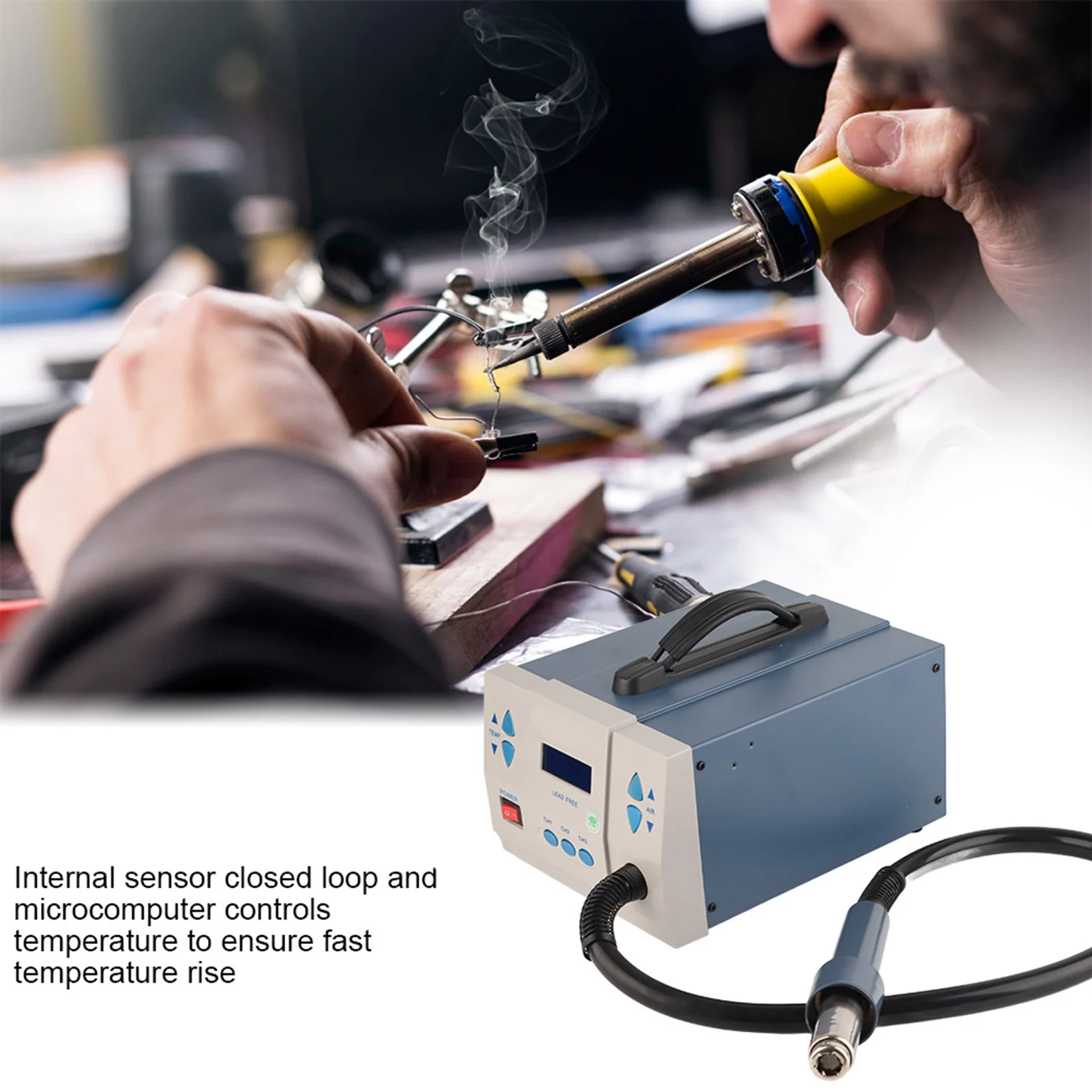 Паяльная станция горячего воздуха Паяльная станция 861DX 1200 Вт SMD Термофен Цифровая паяльная станция с ЖК-дисплеем 3 канала памяти
Паяльная станция горячего воздуха Паяльная станция 861DX 1200 Вт SMD Термофен Цифровая паяльная станция с ЖК-дисплеем 3 канала памяти