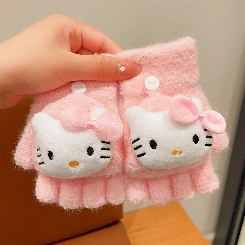Anime My Melody Hello Kitty Kawaii Kuromi Sanrio Cartoon Golves Winter Warm Flap Open Half Finger Children's Gloves Girls Gift
Anime My Melody Hello Kitty Kawaii Kuromi Sanrio Cartoon Golves Winter Warm Flap Open Half Finger Children's Gloves Girls Gift