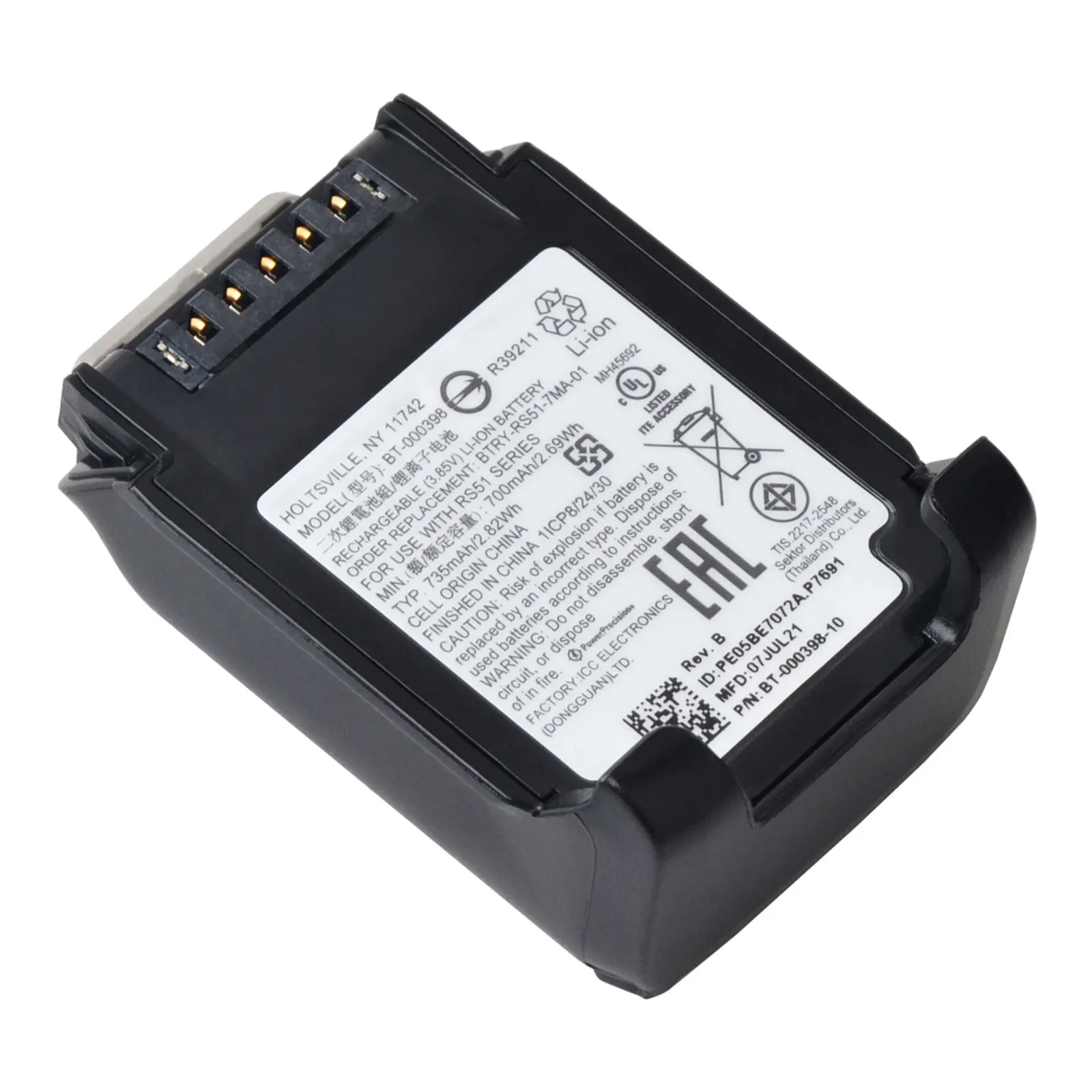 700mAh High Capacity BT-000398 Battery BTRY-RS51-7MA01 Original Battery For Zebra RS51 Series Zebra RS5100 Barcode Scanner
700mAh High Capacity BT-000398 Battery BTRY-RS51-7MA01 Original Battery For Zebra RS51 Series Zebra RS5100 Barcode Scanner