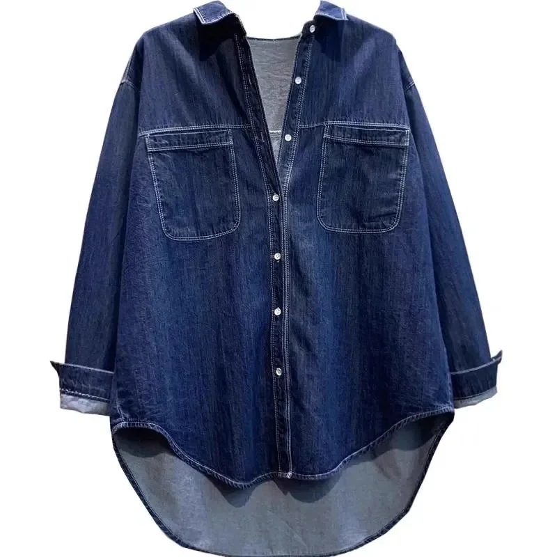 Темно-синяя свободная ковбойская рубашка в стиле ретро для женщин, весна-осень 2021, новый корейский ковбойский топ с длинными рукавами, женская повседневная верхняя одежда
Темно-синяя свободная ковбойская рубашка в стиле ретро для женщин, весна-осень 2021, новый корейский ковбойский топ с длинными рукавами, женская повседневная верхняя одежда