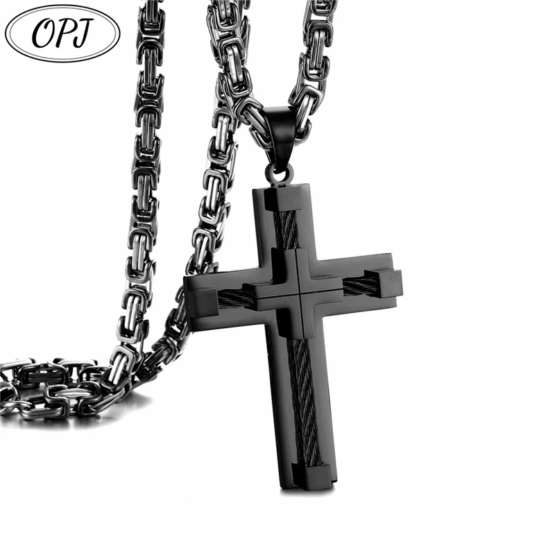 OPJ Stainless Steel Jewelry European And American New Domineering Black Wire Rope Cross Fashion Necklace Mens
OPJ Stainless Steel Jewelry European And American New Domineering Black Wire Rope Cross Fashion Necklace Mens