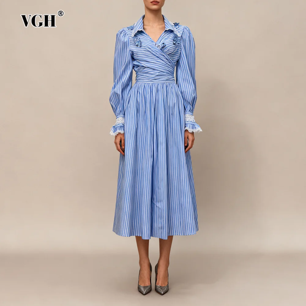 VGH Striped Two Piece Set for Women Laple Lantern Sleeve Patchwork Floral Crisscross Bandage Top Mid Skirt Office Suit Female
VGH Striped Two Piece Set for Women Laple Lantern Sleeve Patchwork Floral Crisscross Bandage Top Mid Skirt Office Suit Female