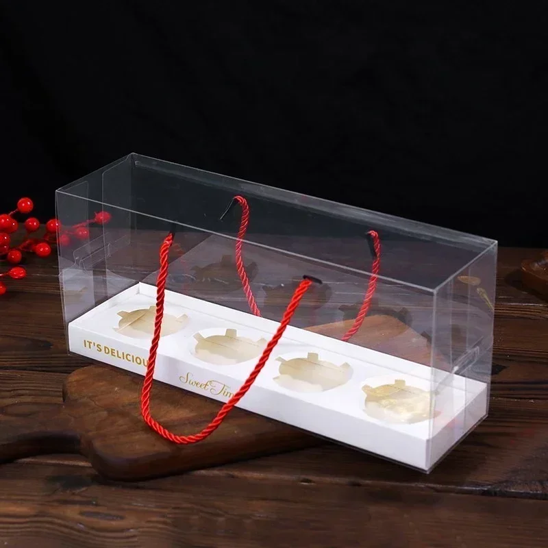 32x9x12cm PET Long Handheld Box Clear Cup Cake Packaging Box Colour Bottom Support 4 Grids Baking Dessert Box Gift Cake Boxes
32x9x12cm PET Long Handheld Box Clear Cup Cake Packaging Box Colour Bottom Support 4 Grids Baking Dessert Box Gift Cake Boxes
