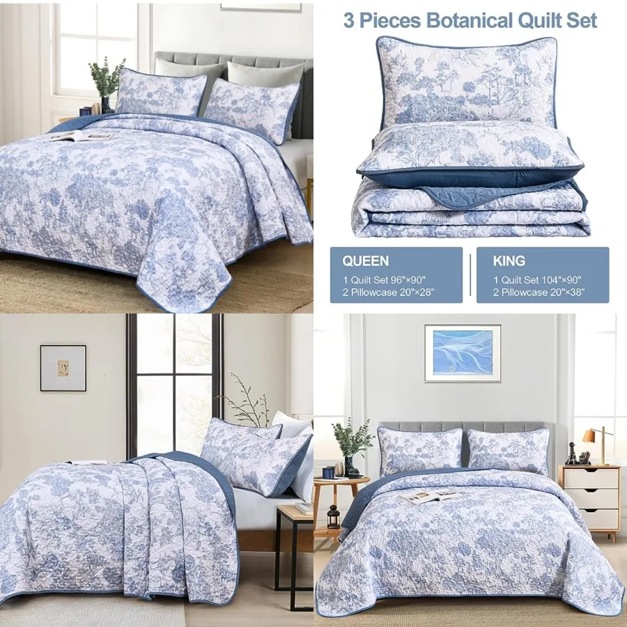 Quilt Set Size, 3 Pieces Botanical Bedspreads Set weight Microfiber Toile Plants Pattern Coverlet Home Decor for All Seasons 96
Quilt Set Size, 3 Pieces Botanical Bedspreads Set weight Microfiber Toile Plants Pattern Coverlet Home Decor for All Seasons 96