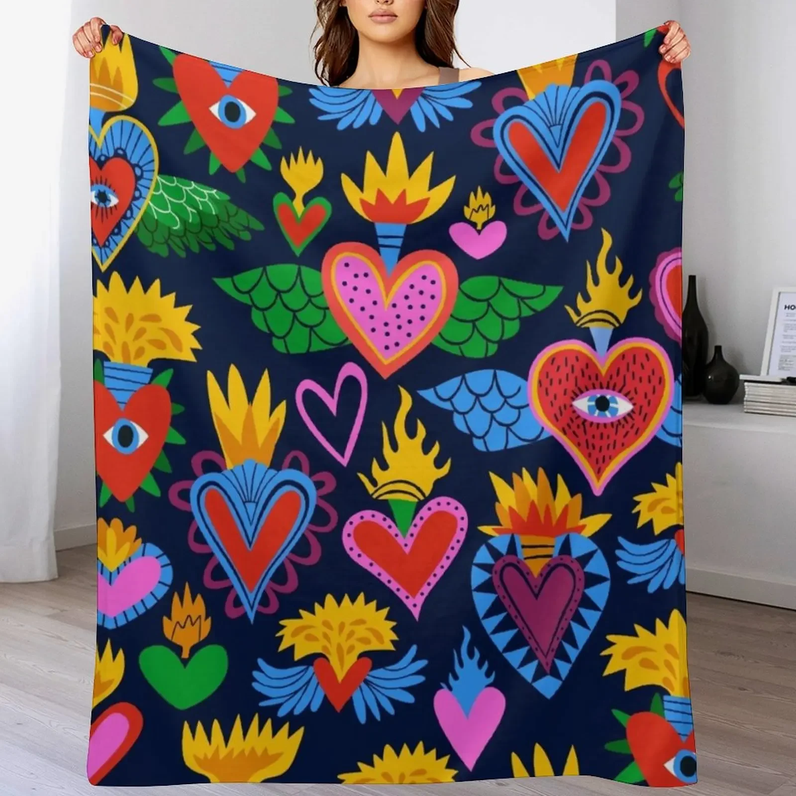 Sacred Hearts Mexican Folk Art Throw Blanket Large Vintage Camping Multi-Purpose Blankets
Sacred Hearts Mexican Folk Art Throw Blanket Large Vintage Camping Multi-Purpose Blankets