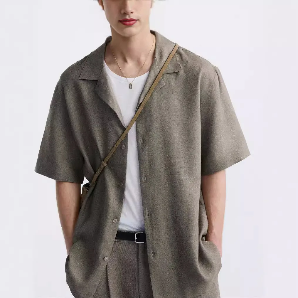 2025 summer new men's beige linen loose casual short sleeved shirt men's suit collar
2025 summer new men's beige linen loose casual short sleeved shirt men's suit collar