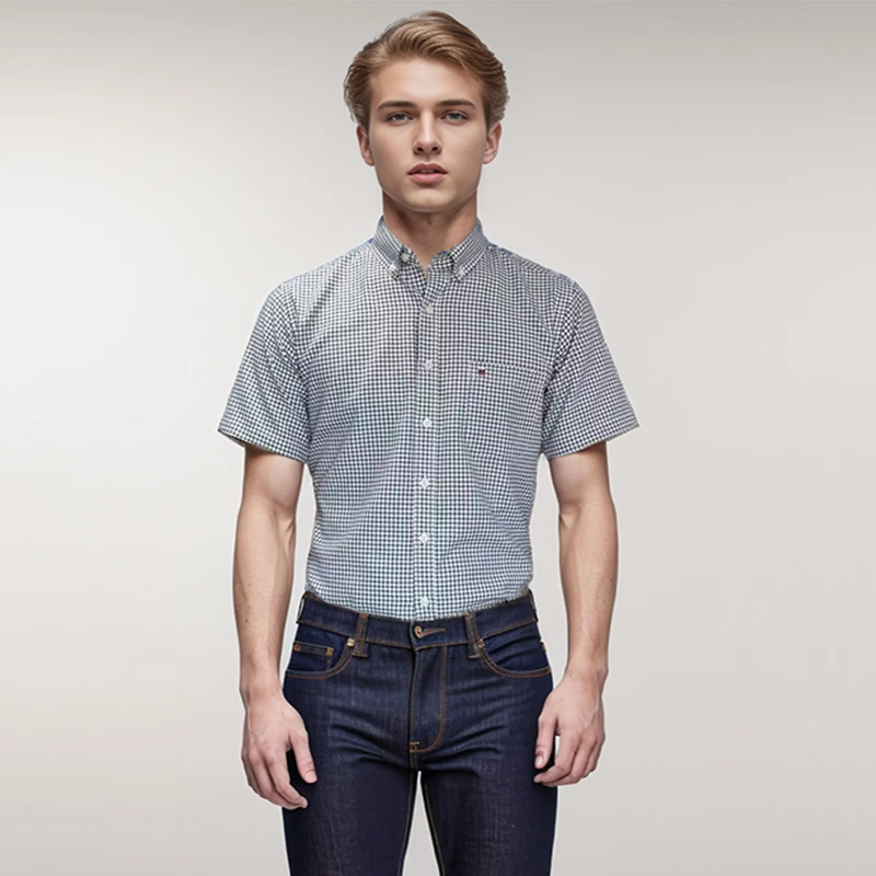 100 % Pure Cotton Men's Oversized S~7XL Button Up Striped Plaid Shirts Short Sleeve Shirt For Men Casual Slim Fit Blouse Clothes
100 % Pure Cotton Men's Oversized S~7XL Button Up Striped Plaid Shirts Short Sleeve Shirt For Men Casual Slim Fit Blouse Clothes