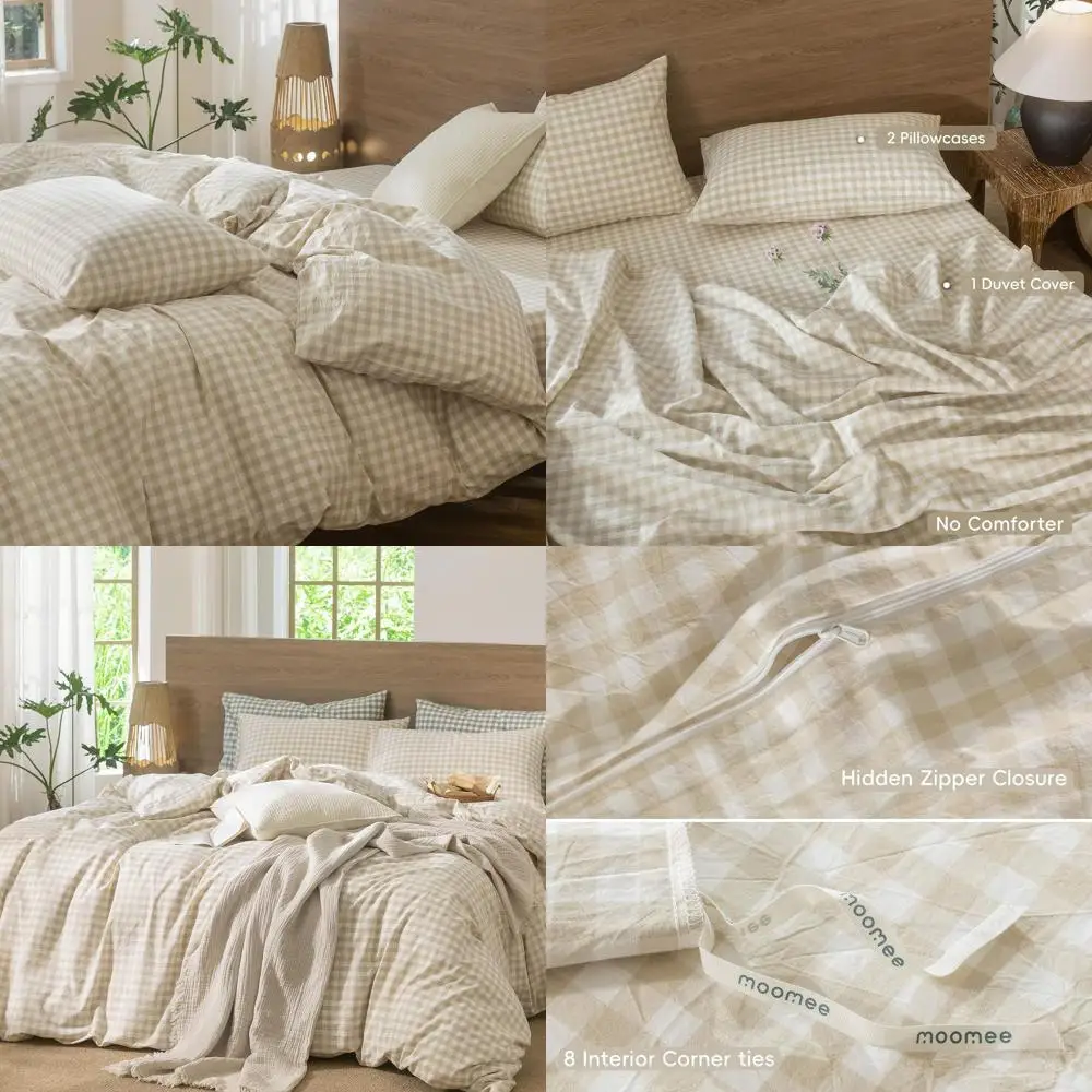 Gingham Duvet Cover Set 100% Washed Cotton Linen Like Textured Breathable Durable Soft Comfy Modern Checkered Design (Almond Mil
Gingham Duvet Cover Set 100% Washed Cotton Linen Like Textured Breathable Durable Soft Comfy Modern Checkered Design (Almond Mil