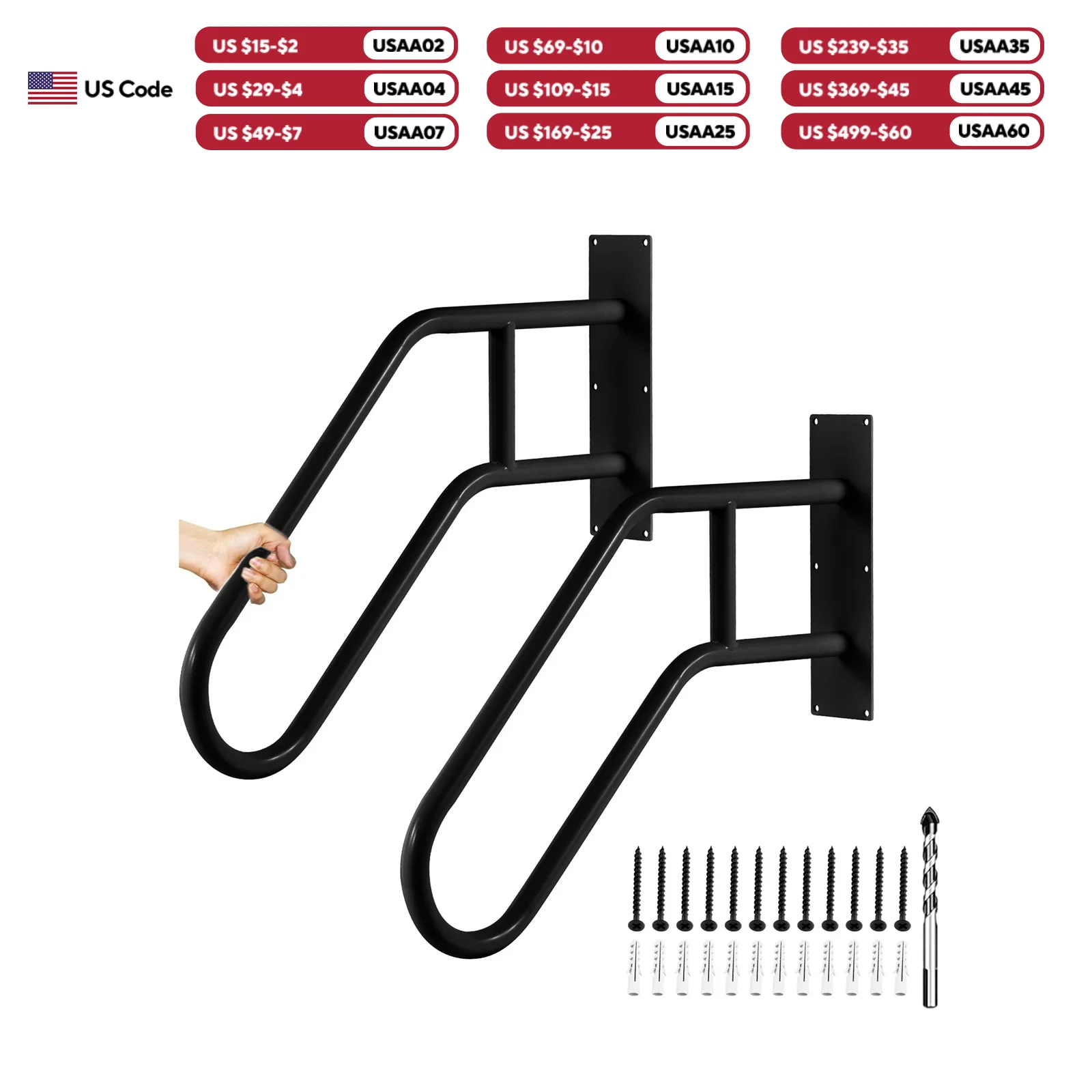 2 stair handrails, anti slip 1-3 step U-shaped handrails suitable for elderly, pregnant, and disabled wall mounted handrails
2 stair handrails, anti slip 1-3 step U-shaped handrails suitable for elderly, pregnant, and disabled wall mounted handrails