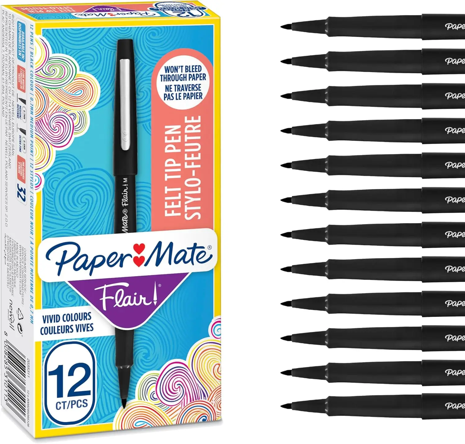 12 Black Medium Tip Pens, 0.7mm Smooth Writing for School and Office Use
12 Black Medium Tip Pens, 0.7mm Smooth Writing for School and Office Use