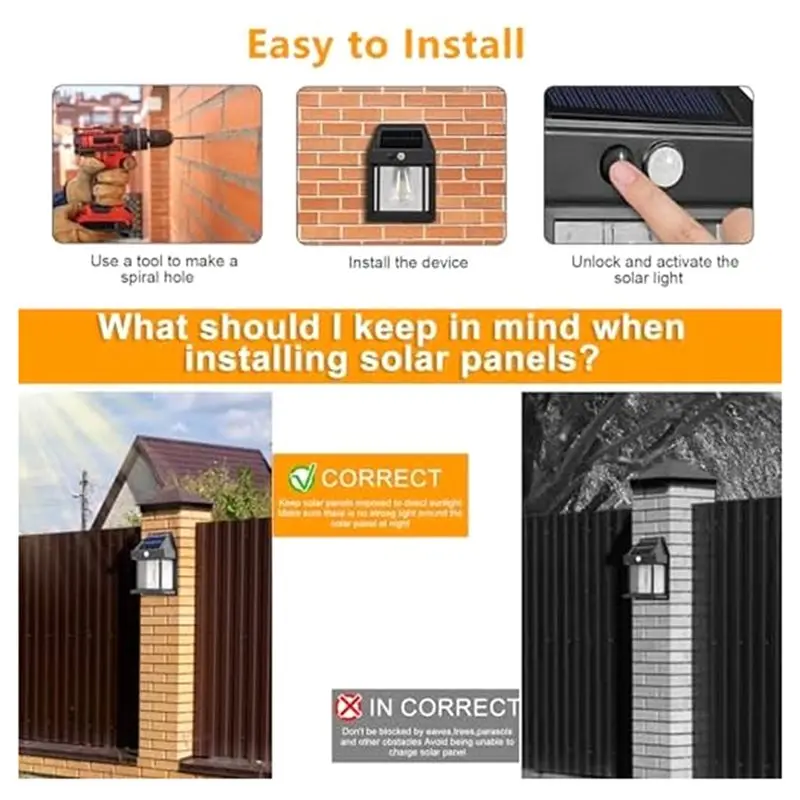 Waterproof Exterior Lighting Solar Wall Lanterns 3Pcs, Solar Wall Lights Outdoor, Porch Lights Fixture Motion Sensor-AA26
Waterproof Exterior Lighting Solar Wall Lanterns 3Pcs, Solar Wall Lights Outdoor, Porch Lights Fixture Motion Sensor-AA26