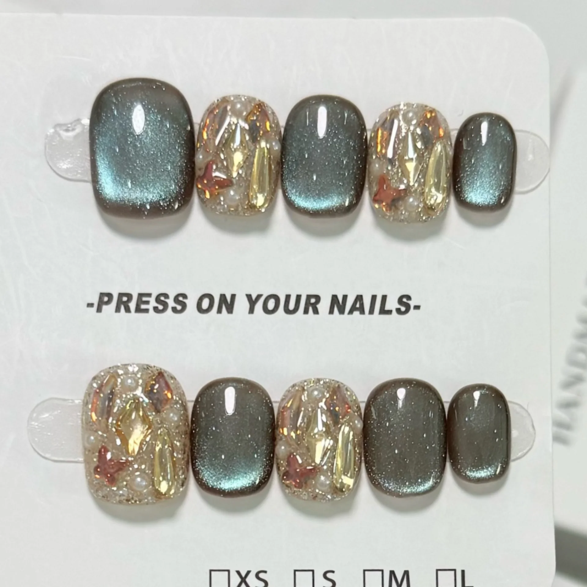 10pcs Diamond Full Cover Nail Tips Short Square Round Cat's Eye Fake Nails Art Blue Press on Nails Reusable Aurora False Nail
10pcs Diamond Full Cover Nail Tips Short Square Round Cat's Eye Fake Nails Art Blue Press on Nails Reusable Aurora False Nail