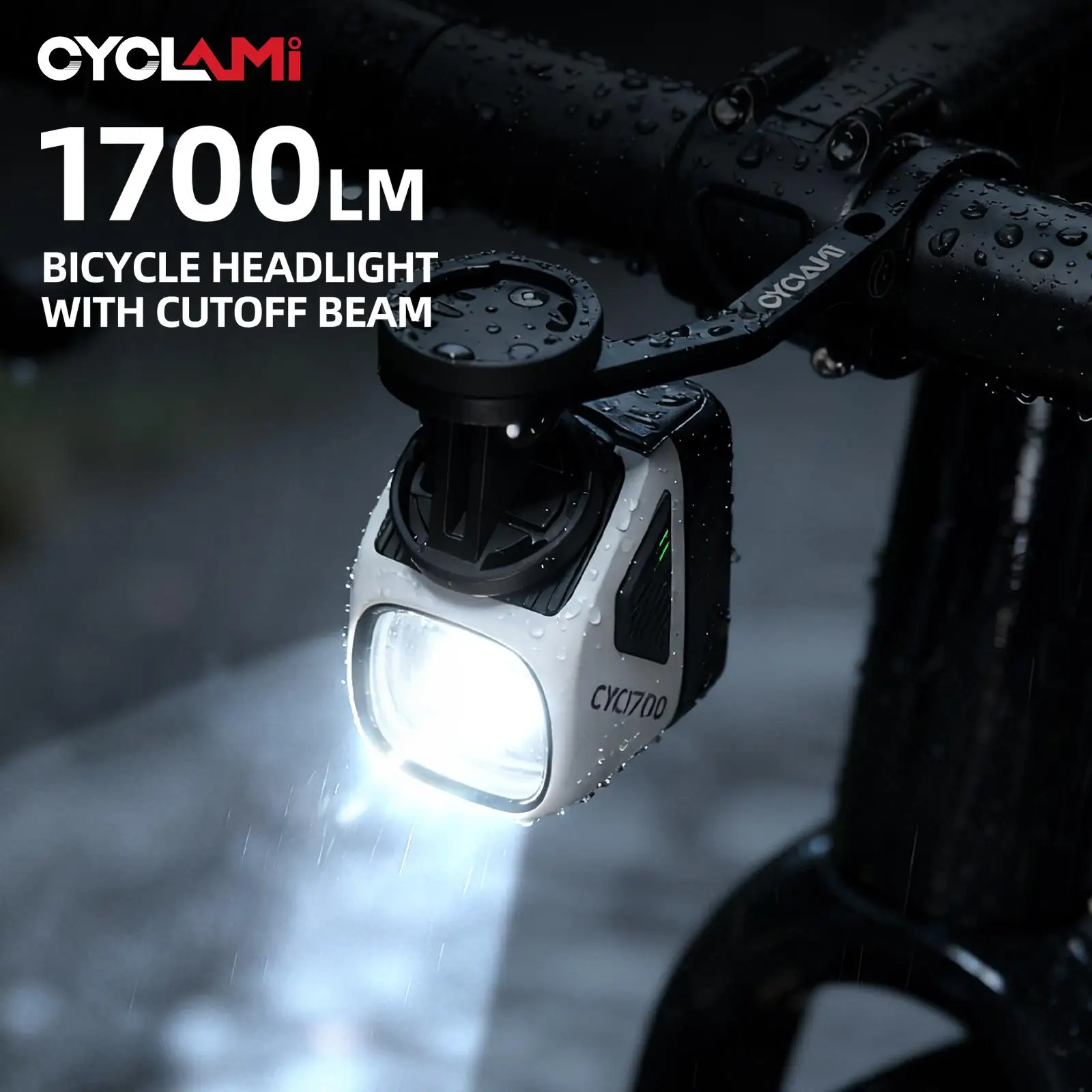 CYCLAMI CYC1700 Wireless Remote Hanging Bike Headlight High Brightness Cutoff Line Front Light 4000mAh 1700 Lumen Aluminum Alloy
CYCLAMI CYC1700 Wireless Remote Hanging Bike Headlight High Brightness Cutoff Line Front Light 4000mAh 1700 Lumen Aluminum Alloy