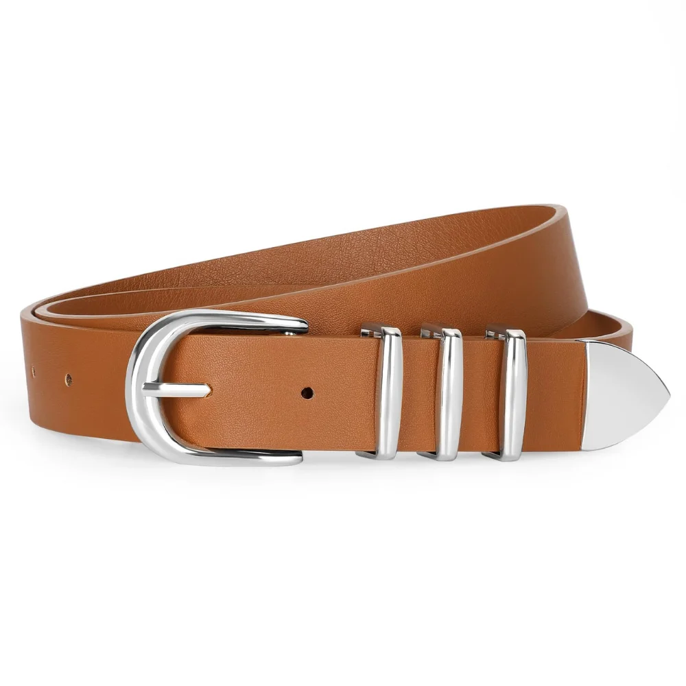 Women’s Leather Belt with Silver Buckle, Casual & Formal Waist Belt for Jeans & Trousers
Women’s Leather Belt with Silver Buckle, Casual & Formal Waist Belt for Jeans & Trousers