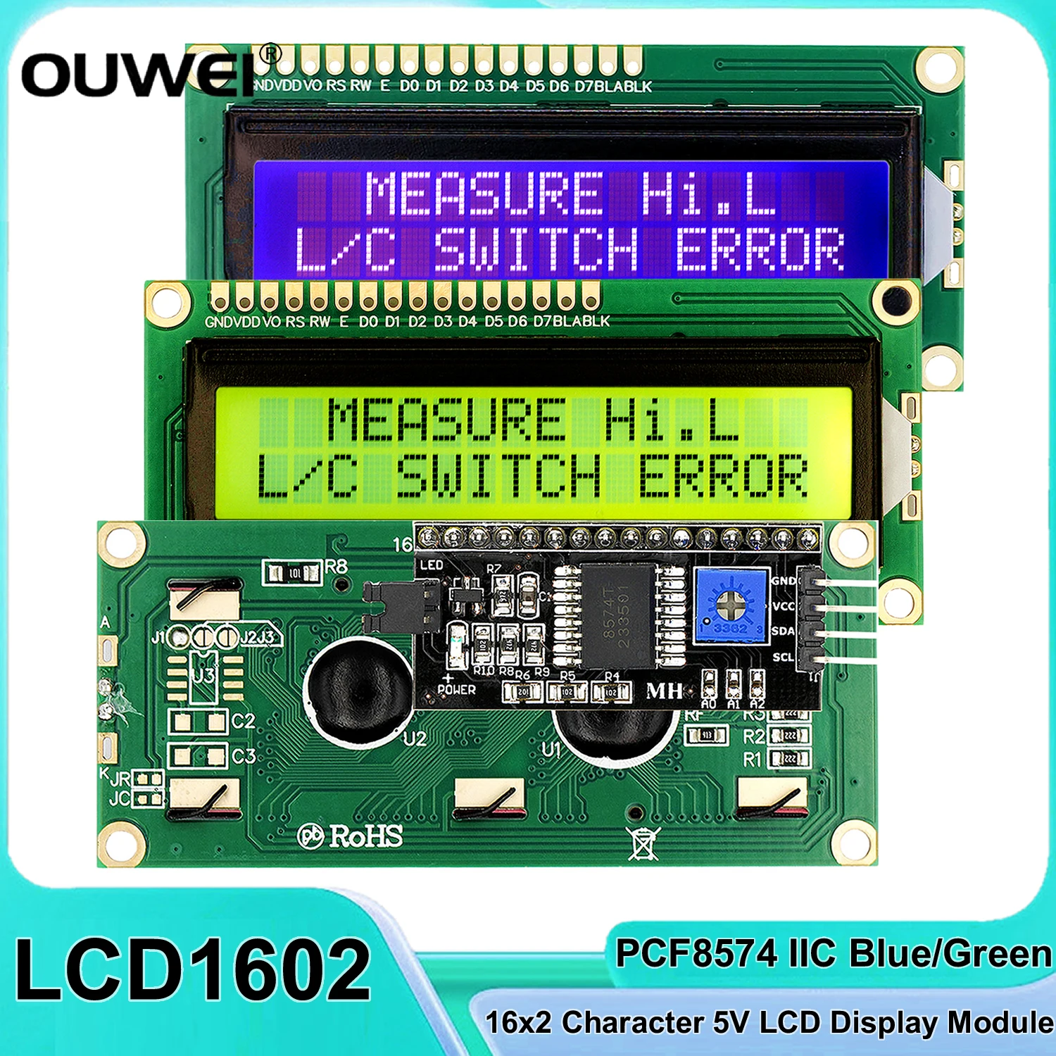 ЖК-модуль LCD1602 1602A, ЖК-дисплей с 16x2 символами, PCF8574T, PCF8574, интерфейс IIC I2C, 5 В, синий/коридор для Arduino
ЖК-модуль LCD1602 1602A, ЖК-дисплей с 16x2 символами, PCF8574T, PCF8574, интерфейс IIC I2C, 5 В, синий/коридор для Arduino