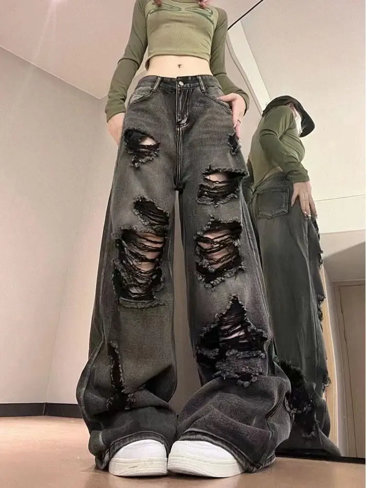 Женские прямые джинсы с высокой талией и регулируемым поясом, длинные брюки длиной до пола, осень 
Женские прямые джинсы с высокой талией и регулируемым поясом, длинные брюки длиной до пола, осень