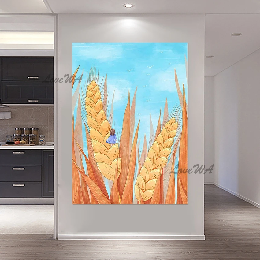 Картина на холсте, пейзаж с пшеничными растениями, художественный ручной рисунок, украшение на стену, безрамное, абстрактные картины маслом в мультяшном стиле
Картина на холсте, пейзаж с пшеничными растениями, художественный ручной рисунок, украшение на стену, безрамное, абстрактные картины маслом в мультяшном стиле