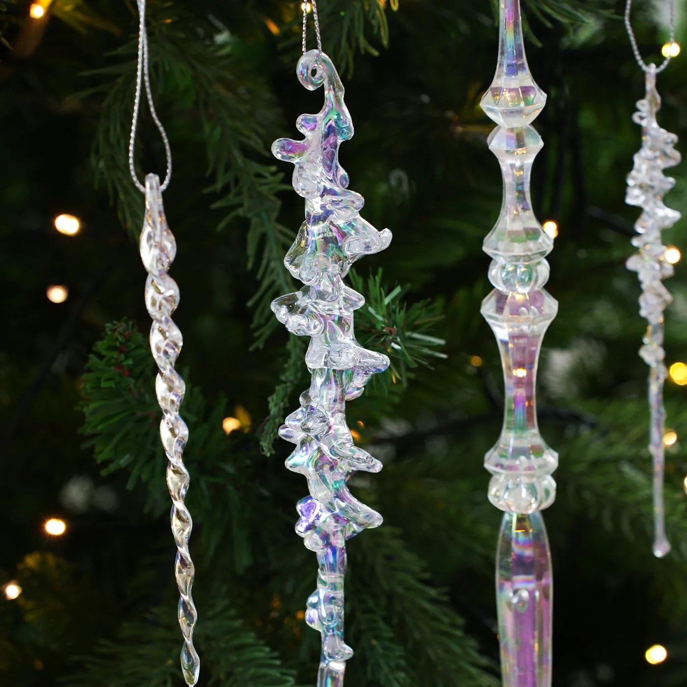 Transparent Sticky Powder Acrylic Colorful Color Pendant Ice Cone Icicle Christmas Tree Decoration Ornaments Decoration Props
Transparent Sticky Powder Acrylic Colorful Color Pendant Ice Cone Icicle Christmas Tree Decoration Ornaments Decoration Props