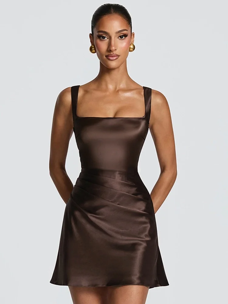 JULISSA MO Satin Sexy Spaghetti Strap Ruched Women Mini Dress Square Collar A-line Dress Spring Skinny Elegant Party Streetwear
JULISSA MO Satin Sexy Spaghetti Strap Ruched Women Mini Dress Square Collar A-line Dress Spring Skinny Elegant Party Streetwear