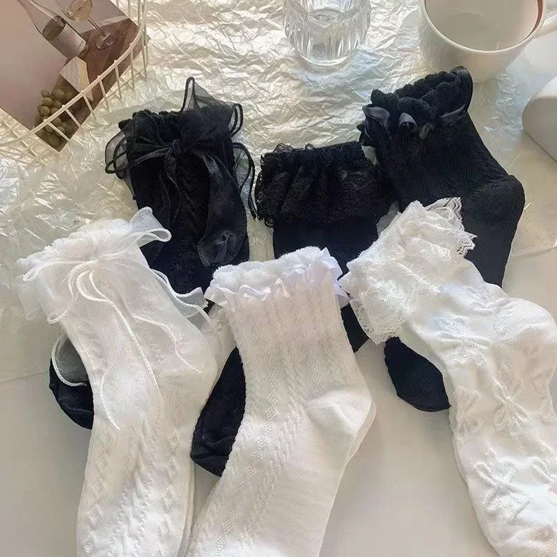 Женские носки, однотонные, черные, белые, в стиле Лолиты, кружевные носки с рюшами, летние тонкие носки в японском стиле, милые милые женские короткие носки в стиле каваи
Женские носки, однотонные, черные, белые, в стиле Лолиты, кружевные носки с рюшами, летние тонкие носки в японском стиле, милые милые женские короткие носки в стиле каваи