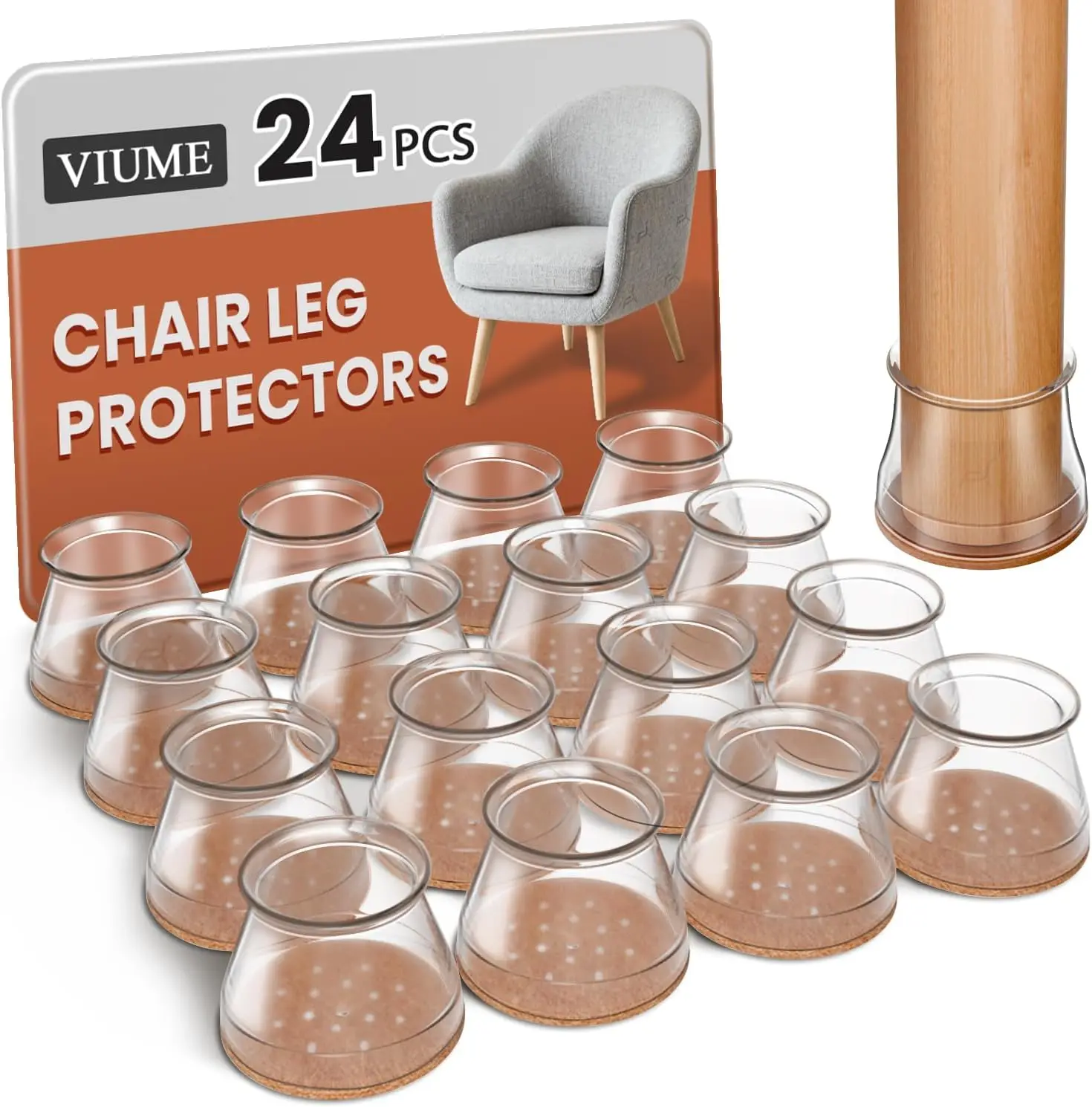 24 Pcs Chair Leg Floor Protectors for Hardwood Floors - Silicone Covers with Felt Pads, Anti-Scratch, Reduce Noise, Fit 1-5/16" to 2"
24 Pcs Chair Leg Floor Protectors for Hardwood Floors - Silicone Covers with Felt Pads, Anti-Scratch, Reduce Noise, Fit 1-5/16" to 2"