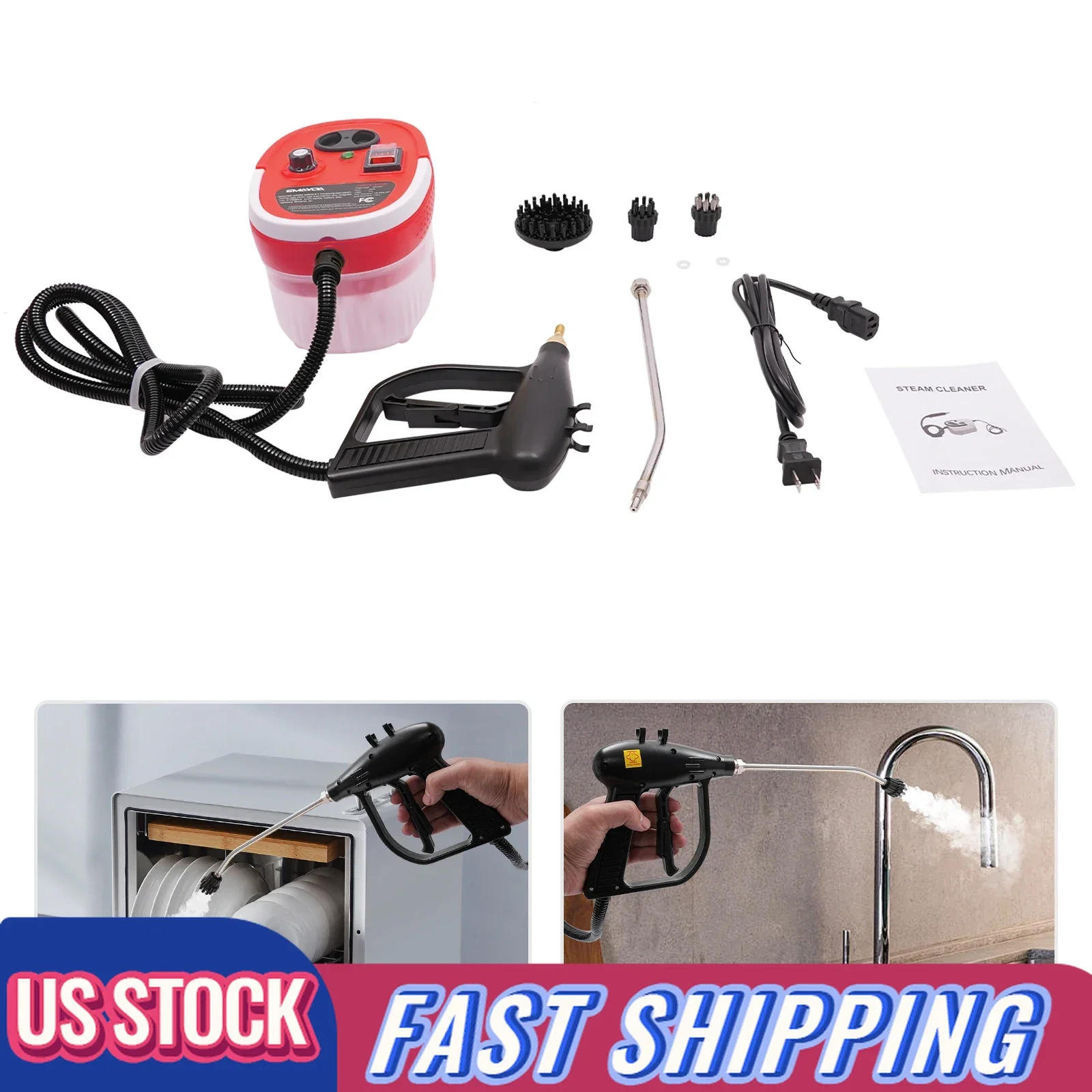2500W Red Portable Steam Cleaner 1.2L Multi-Surface High-Pressure Steamer with 6 Adjustable Gears & 7.2ft Hose (110V)
2500W Red Portable Steam Cleaner 1.2L Multi-Surface High-Pressure Steamer with 6 Adjustable Gears & 7.2ft Hose (110V)
