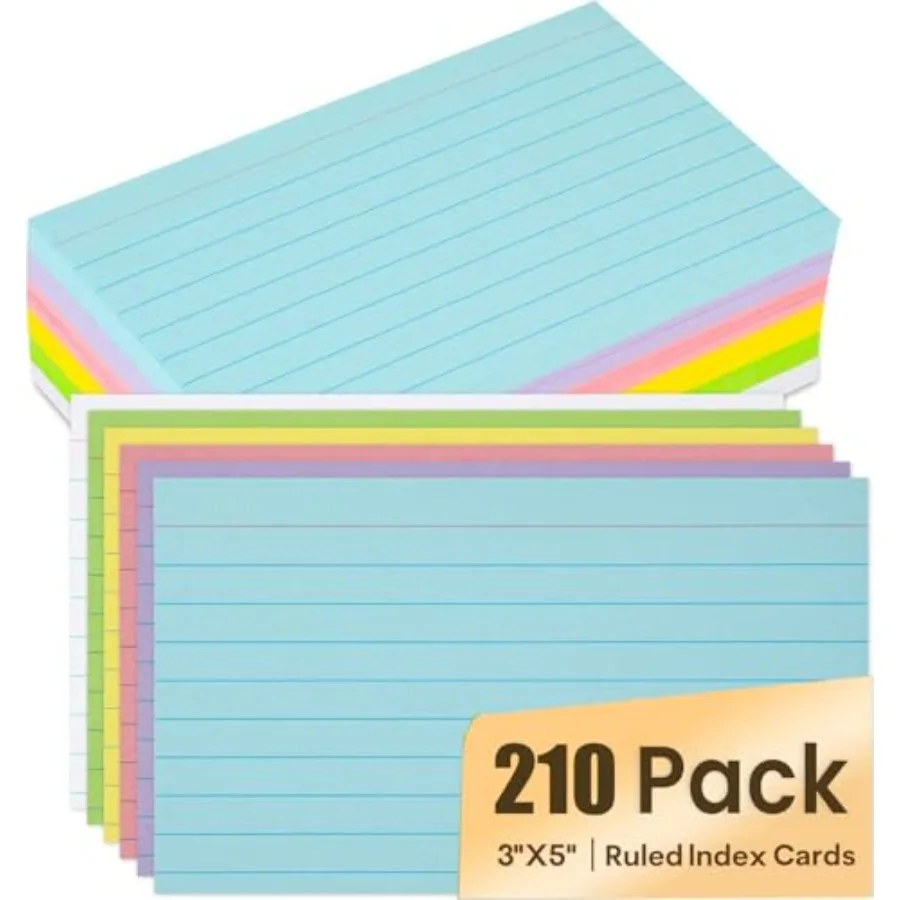 3x5 Ruled Flash Cards for Studying Colored Note Cards in Multiple Colors 210 pcs Study Cards for Office and School Supplies
3x5 Ruled Flash Cards for Studying Colored Note Cards in Multiple Colors 210 pcs Study Cards for Office and School Supplies