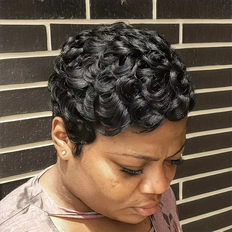 Afro Spring Curl Short Pixie Cut Human Hair Wigs For Black Women Puffy Wig Full Machine-Made For Natural Look Casual Wig
Afro Spring Curl Short Pixie Cut Human Hair Wigs For Black Women Puffy Wig Full Machine-Made For Natural Look Casual Wig