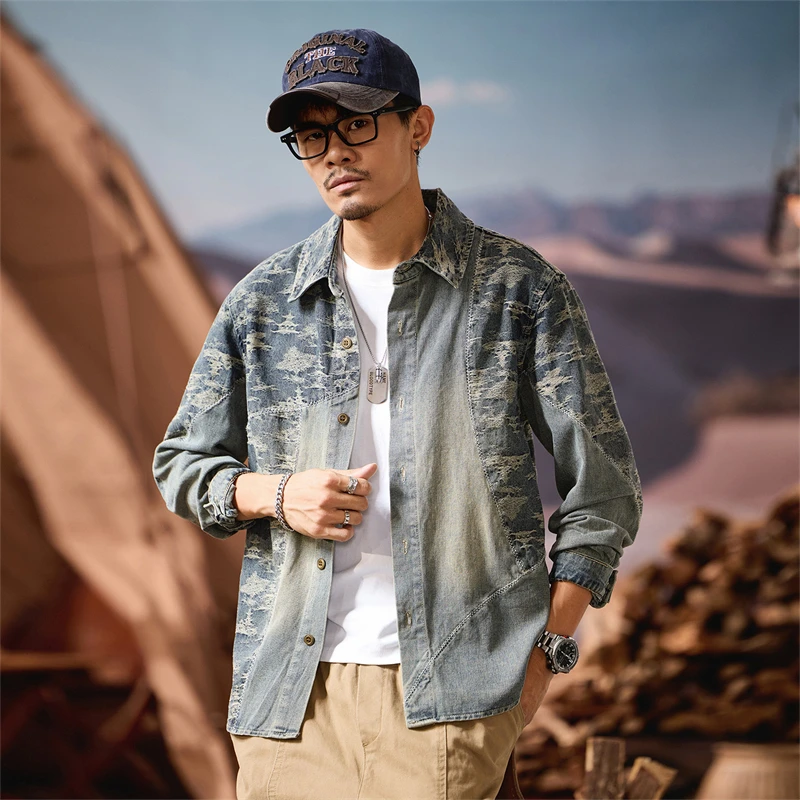 Denim Shirt Men's 2025 Spring and Autumn New High-quality Jacquard Retro Washed Lapel Casual Long Sleeved Shirt Jacket
Denim Shirt Men's 2025 Spring and Autumn New High-quality Jacquard Retro Washed Lapel Casual Long Sleeved Shirt Jacket
