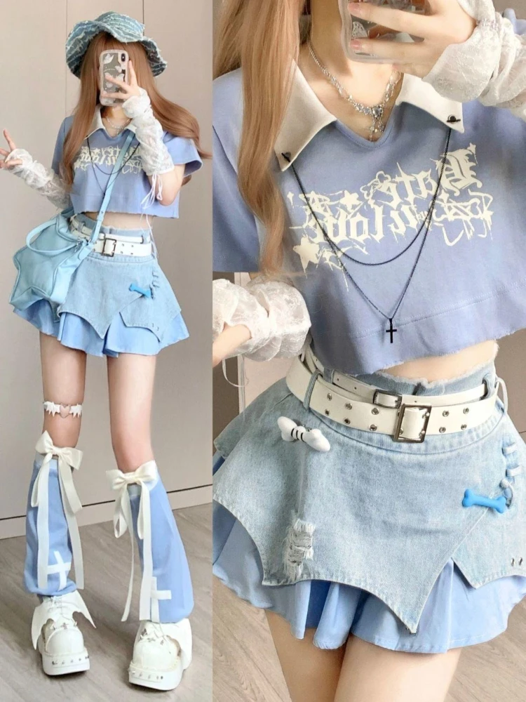 Summer Casual Spicy Girl 3 Piece Set Women Y2K Colour Blocking Tops + Irregular Splicing Mini Skirt Female Chic Retro Outfits
Summer Casual Spicy Girl 3 Piece Set Women Y2K Colour Blocking Tops + Irregular Splicing Mini Skirt Female Chic Retro Outfits