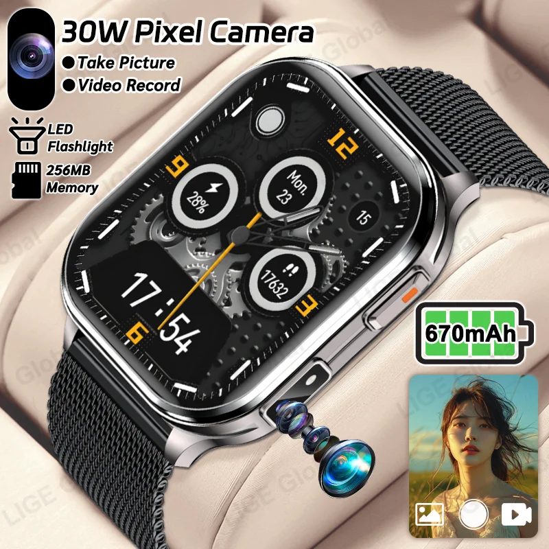 LIGE New Smart Watch 2026 With Camera Local Music 670mAh Battery Heart Rate Sports Bracelet Bluetooth Talk Smartwatch Men Women
LIGE New Smart Watch 2026 With Camera Local Music 670mAh Battery Heart Rate Sports Bracelet Bluetooth Talk Smartwatch Men Women