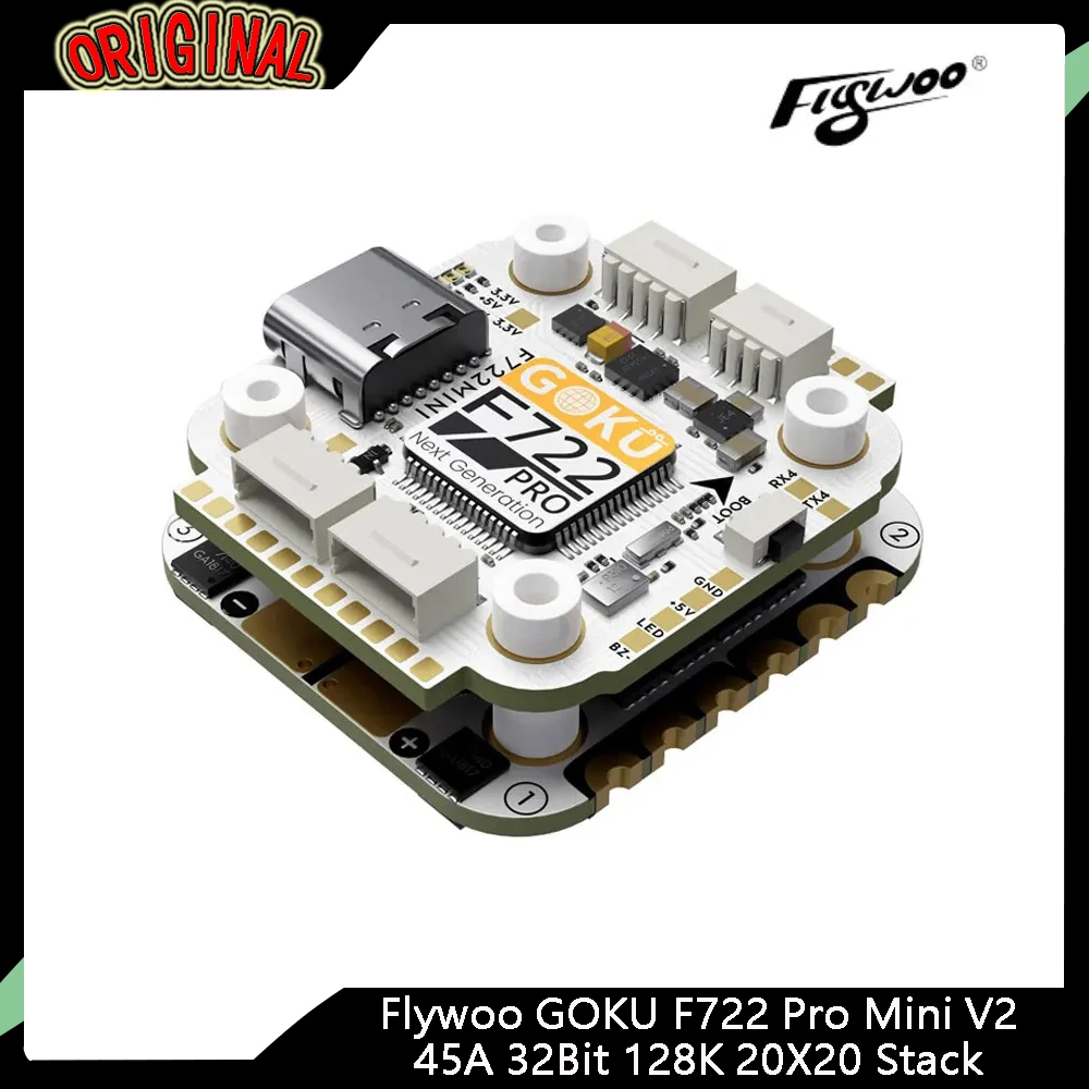 Flywoo GOKU F722 Pro Mini V2 20x20 Stack - 45A (AM32), 32-bit 128K, Plug-and-Play for O4/O4 Pro
Flywoo GOKU F722 Pro Mini V2 20x20 Stack - 45A (AM32), 32-bit 128K, Plug-and-Play for O4/O4 Pro