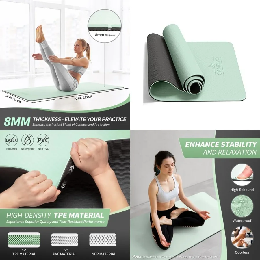 Yoga Mat for Women Men,1/3 1/4 2/5 ch Extra Thick Yoga Mat Non Slip, 72 x 24 TPE Yoga Mats, Workout Mat with Carryg Strap for Y
Yoga Mat for Women Men,1/3 1/4 2/5 ch Extra Thick Yoga Mat Non Slip, 72 x 24 TPE Yoga Mats, Workout Mat with Carryg Strap for Y