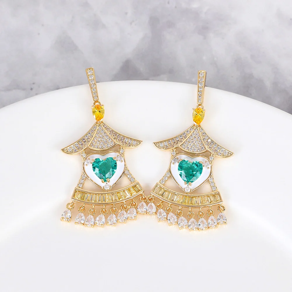 925 Silver Needle Multi-color Gemstone Pagoda Tassel Drop Earrings, Gold Tone Fashion Jewelry for Women Daily Party Wear
925 Silver Needle Multi-color Gemstone Pagoda Tassel Drop Earrings, Gold Tone Fashion Jewelry for Women Daily Party Wear