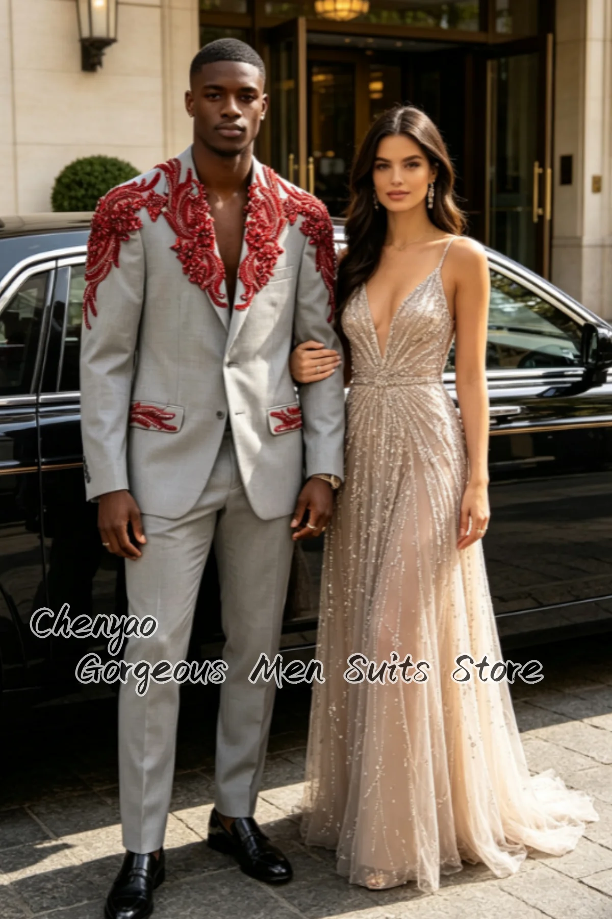 Elegant Crystal Leaf Embroidery Rhinestone Men Suits Slim Fit Groom Blazers Party Customized Male Blazers 2Pcs Sets ropa hombre
Elegant Crystal Leaf Embroidery Rhinestone Men Suits Slim Fit Groom Blazers Party Customized Male Blazers 2Pcs Sets ropa hombre