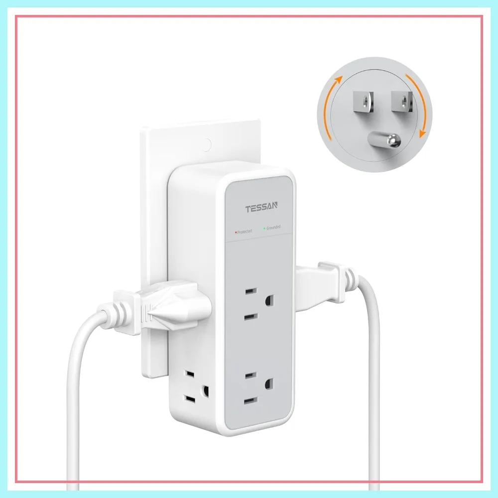 360° Rotating Multi Plug Outlet Extender, 6 AC Outlets & 1800J Surge Protection, Wall Adapter for Home Office
360° Rotating Multi Plug Outlet Extender, 6 AC Outlets & 1800J Surge Protection, Wall Adapter for Home Office