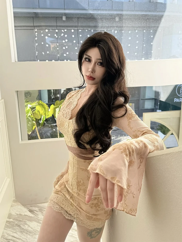 Syj ujia Lace Hook V-ne ort Dr Women Slim Fit Bodycon Skirt Hollow out Commute Sle Korean Version Long Sve
Syj ujia Lace Hook V-ne ort Dr Women Slim Fit Bodycon Skirt Hollow out Commute Sle Korean Version Long Sve