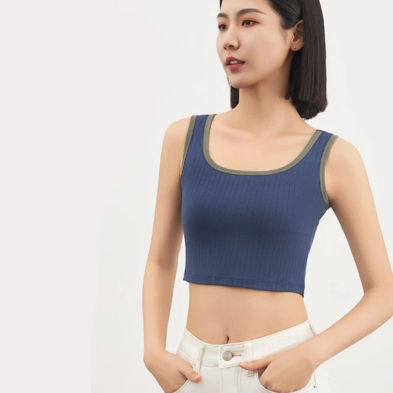 Yoga vest women's spring and summer new sports edging contrasting color top with slim fit and minimalist base layer
Yoga vest women's spring and summer new sports edging contrasting color top with slim fit and minimalist base layer