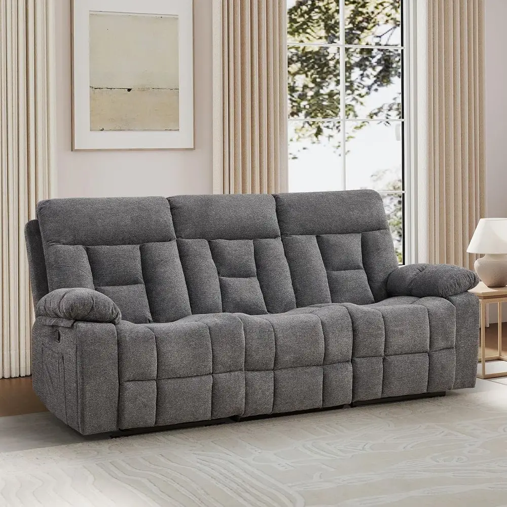Extra Wide 3-Seat Reclining Sofa with Manual Recliners, Hidden Cup Holders, Breathable Fabric, Padded Seat, Light Grey
Extra Wide 3-Seat Reclining Sofa with Manual Recliners, Hidden Cup Holders, Breathable Fabric, Padded Seat, Light Grey