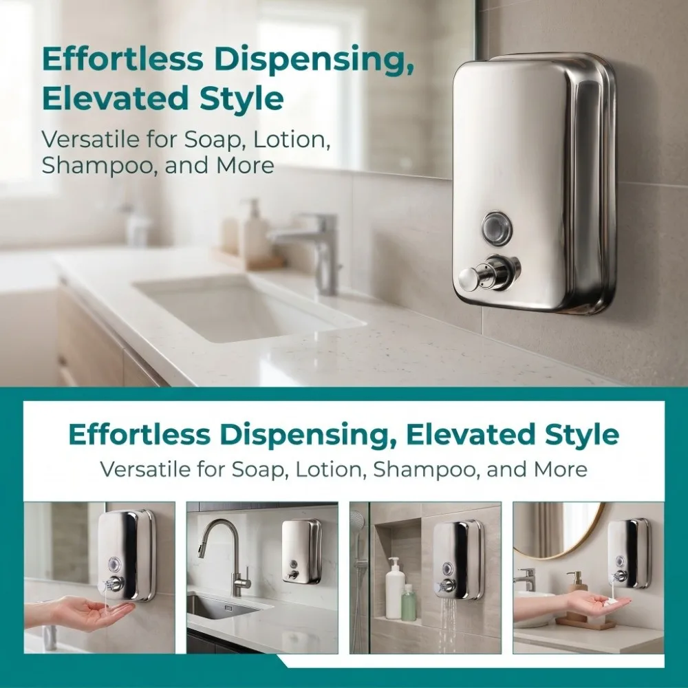 Stainless Steel Soap Dispenser 500ml Capacity Silver Manual Soap Dispenser Rust-Proof Wall Mount Liquid Dispenser
Stainless Steel Soap Dispenser 500ml Capacity Silver Manual Soap Dispenser Rust-Proof Wall Mount Liquid Dispenser