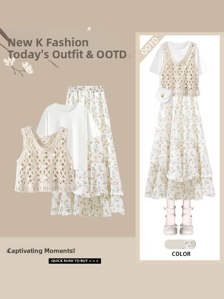Elegant Summer Floral Hollow out Vest Top Women's Fashion Set with Slimming Half Skirt Three Piece Suit High Waist Polyester ...
Elegant Summer Floral Hollow out Vest Top Women's Fashion Set with Slimming Half Skirt Three Piece Suit High Waist Polyester ...
